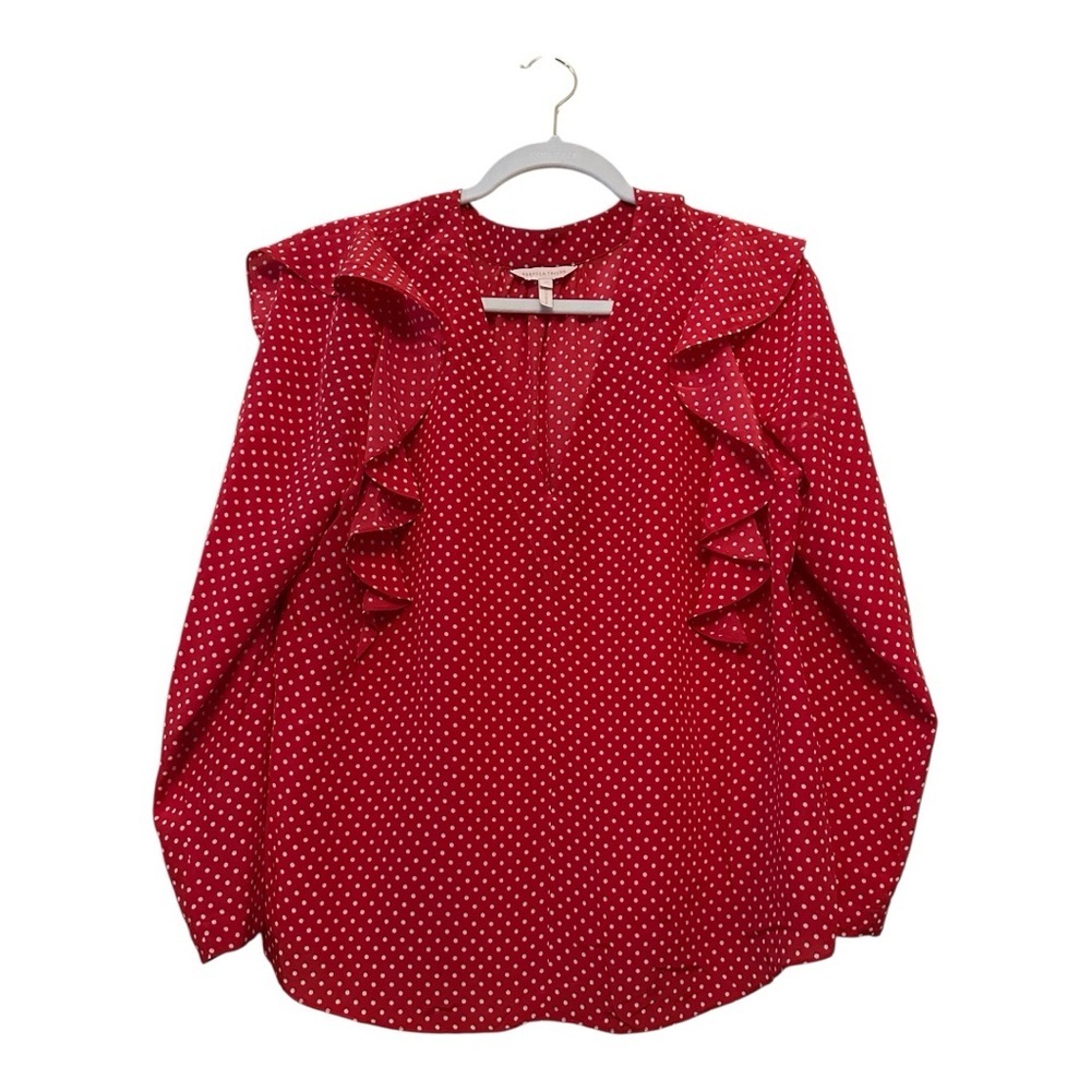 EUC SILK Rebecca Taylor Red Polka Dot Blouse